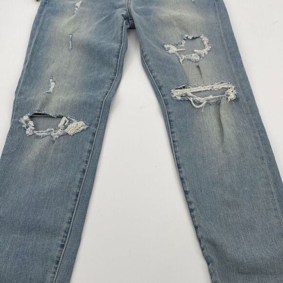 Lovers + Friends Ricky Mid -Rise Skinny Jeans Distressed Faded Step Hem Blue Siz - Picture 4 of 15